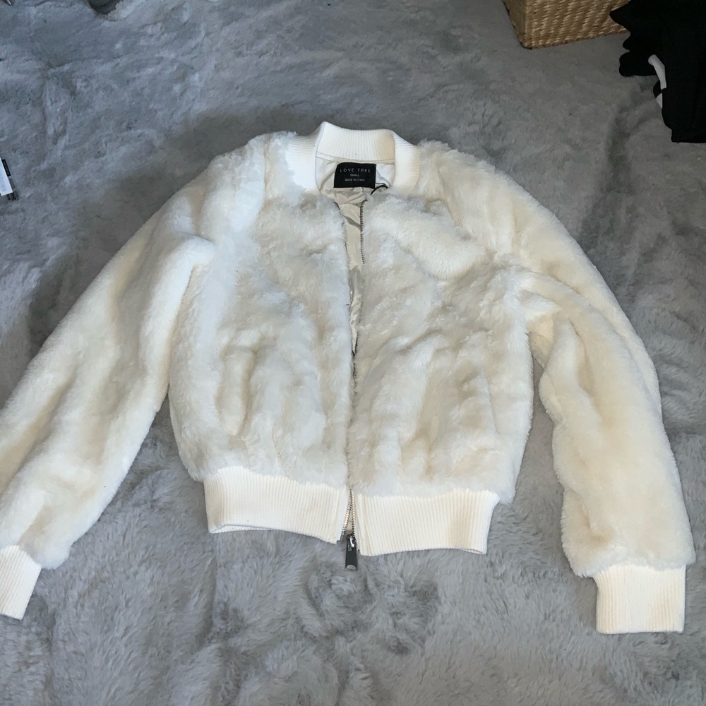 White furry bomber